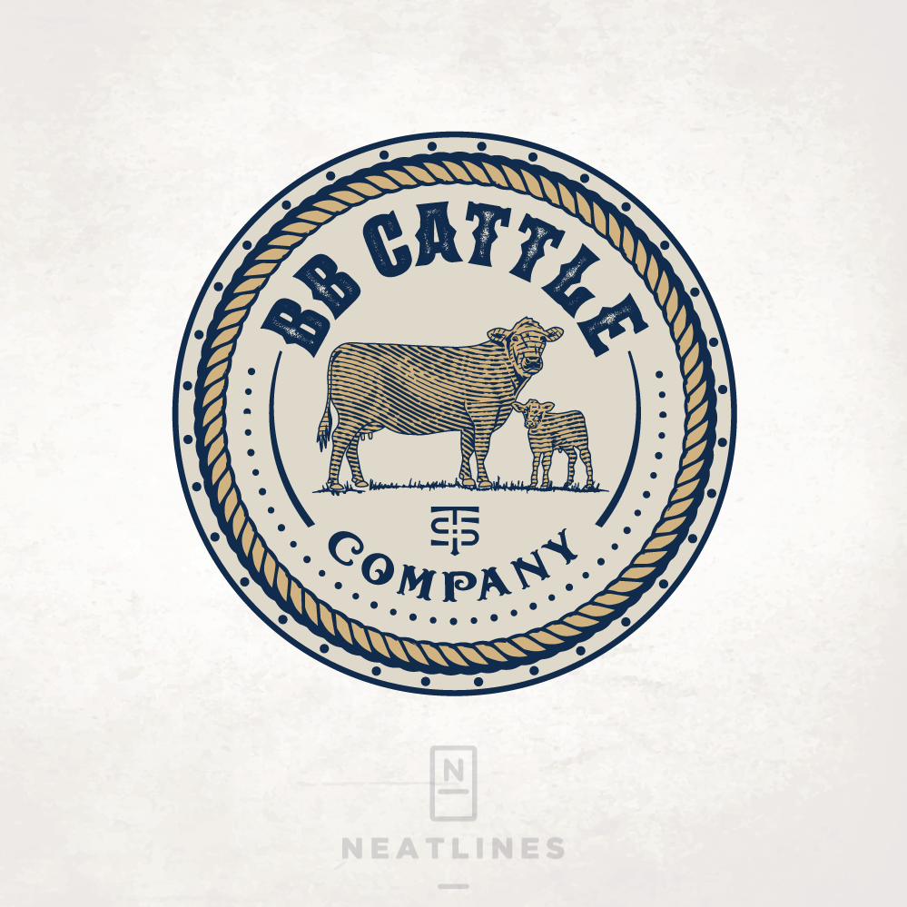 Cattle brand font logo with the title 'Emblem Logo'