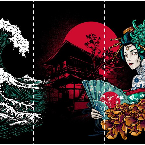 Design di Tatoo-Style Design of a Tsunami/Wave di Dope Hope