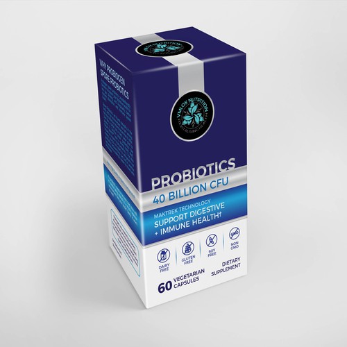 I want creative, shiny,  supplement packaging for my first product Probiotic 40 billion CFU Design by JavanaGrafix