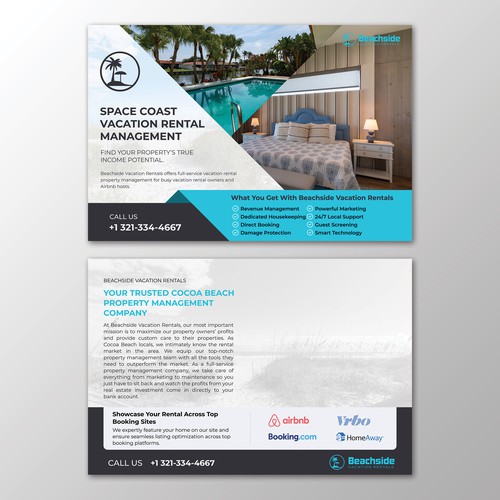 Design a Vacation Rental Management Postcard - Appeal to Property Owners Design by Oreas