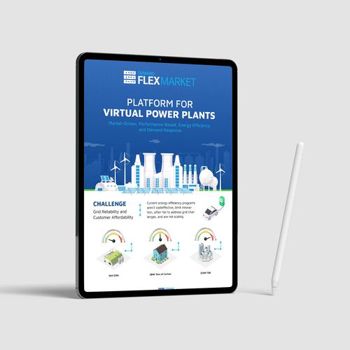 Infographic highlighting Virtual Power Plant grid impacts in California Design by vcreatived
