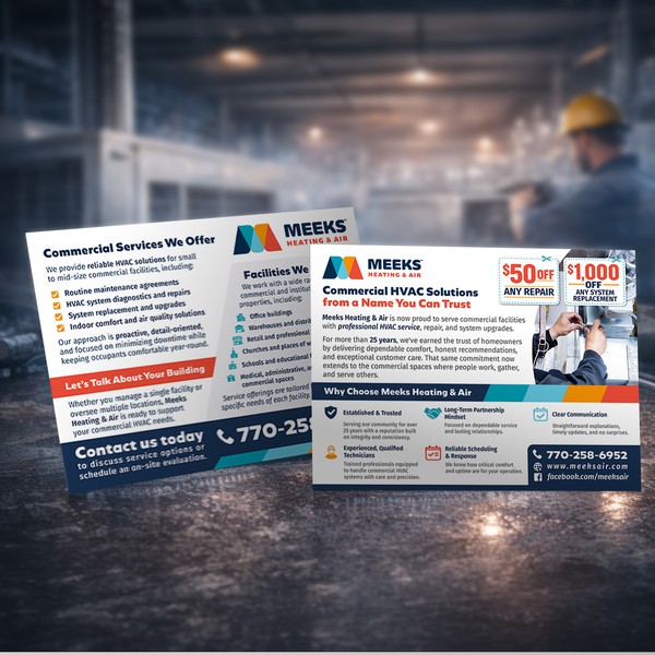 Commercial HVAC Services — Two-Sided Postcard Promo