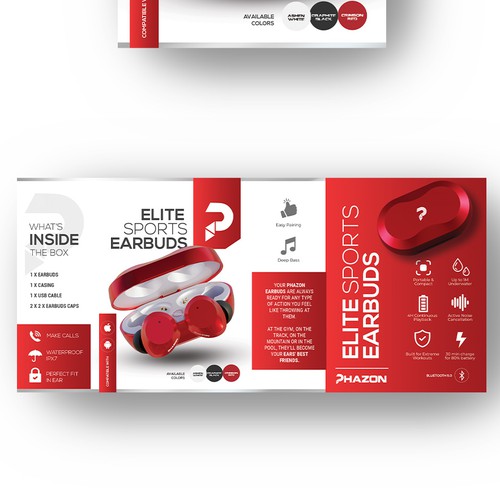 Wireless earbuds packaging box sleeve design Design by intanamir