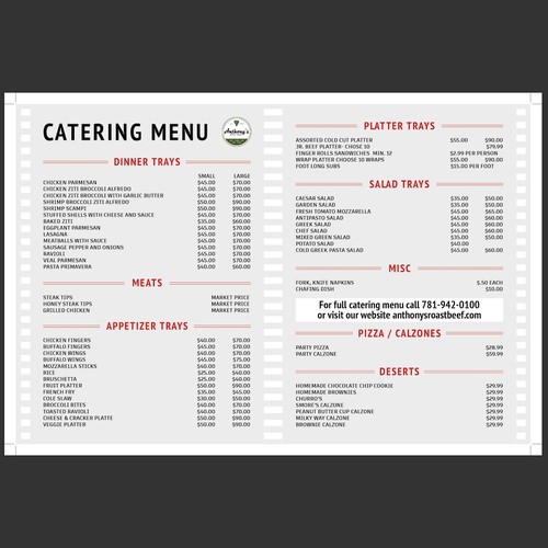 Love Food??? Create a modern, stylish Catering Menu for Anthony's Design by Echline Green