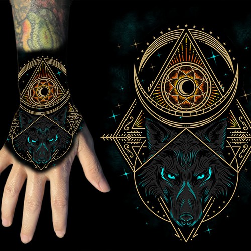 Black wolf hand tattoo | Tattoo contest | 99designs