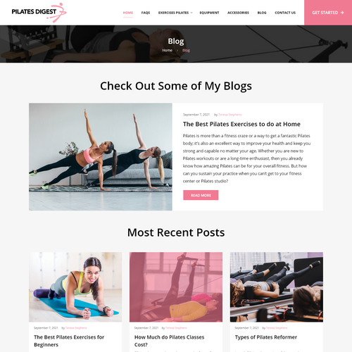 An attention-grabbing website for lovers of pilates, Web page design  contest