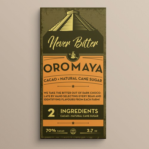 2 INGREDIENT, PURE CHOCOLATE BAR PACKAGE Design by Ideera