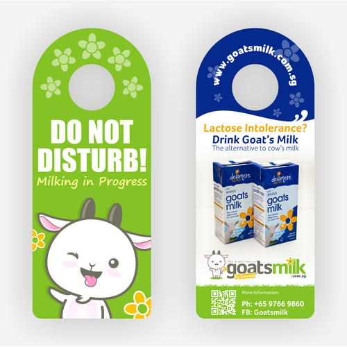 Create a cheeky postcard door knob hanger with my goat mascot. Diseño de M. Arief