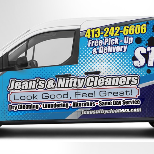 Create a capturing vehicle wrap for Nifty cleaners Car, truck or van
