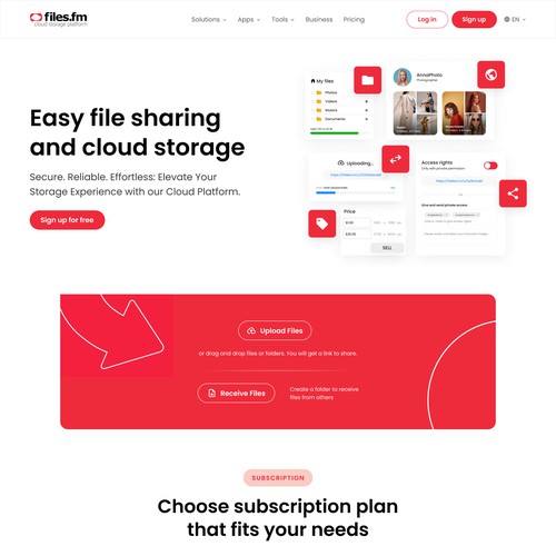 Files.fm - frontpage redesign for cloud storage website Design by Cbasboga