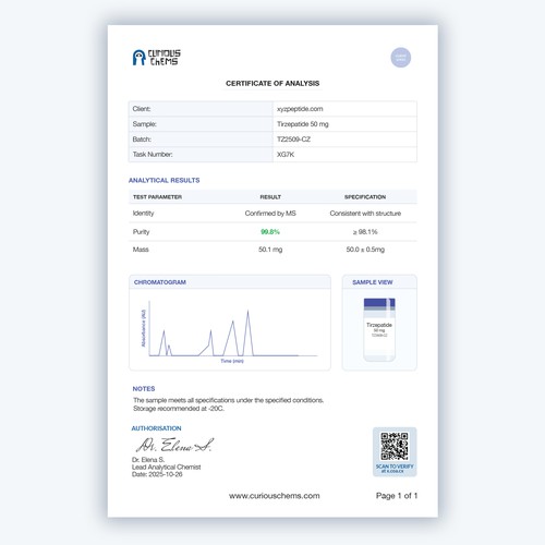Designs | Certificate of Analysis (COA) Design for Curiouschems ...