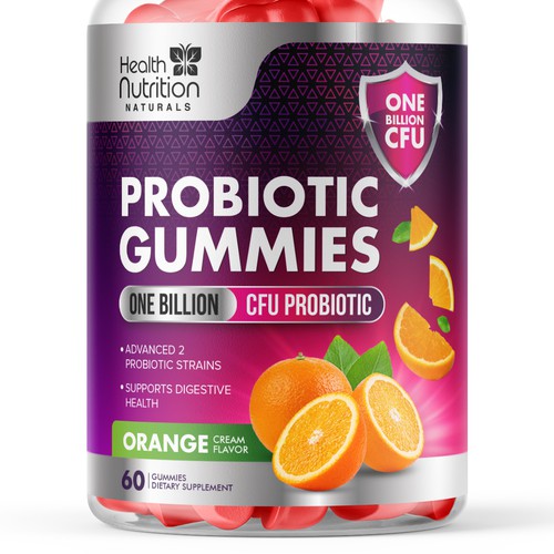 Healthy Probiotic Gummies Label needed for Health Nutrition Design réalisé par GayanMH