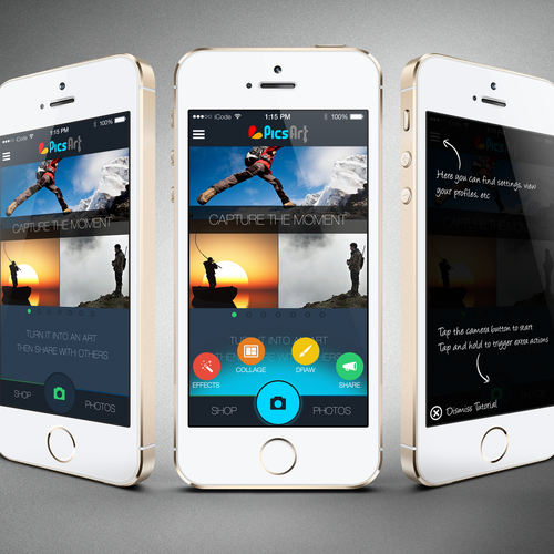 Award winning design for best in class mobile app PicsArt Design by muchanis
