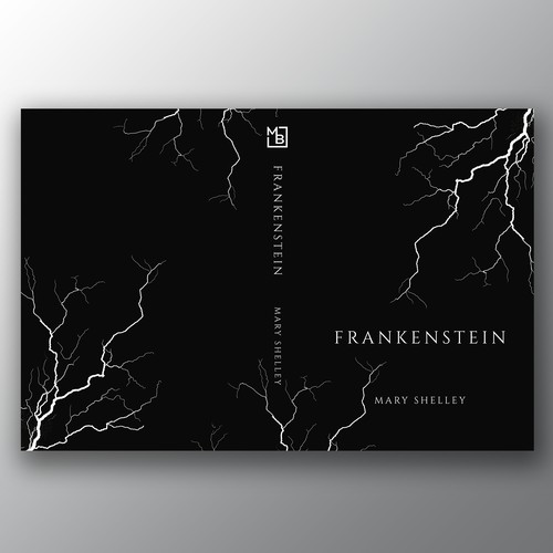 Design a book cover for an unique edition of Frankenstein, fully printed on black paper Design by Brandkore™