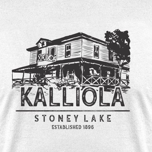 Vintage Old Cabin Photo to Line Drawing T-Shirt Design-ontwerp door scitex