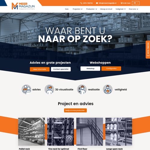 Creative website templates for a leading pallet racks company_ Meermagazijn Design réalisé par Technology Wisdom