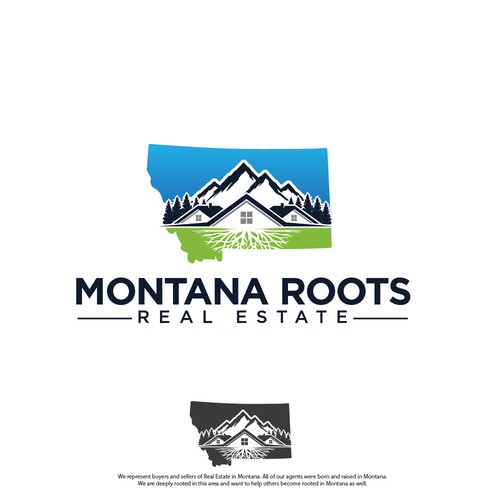 Logo for a Real Estate firm that helps others put down roots in Montana. Design by pianpao