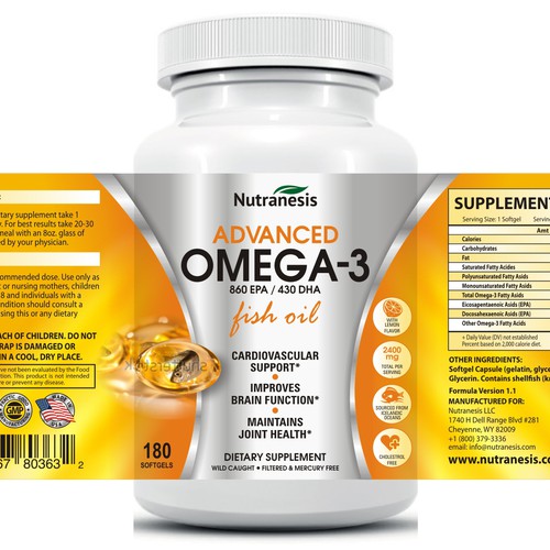 Create the Product Label for Omega-3 Design by Aalamvision