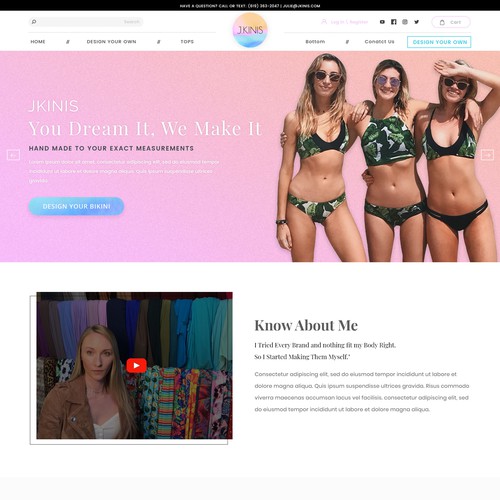 Design a home page for hand made bikini brand Web page design