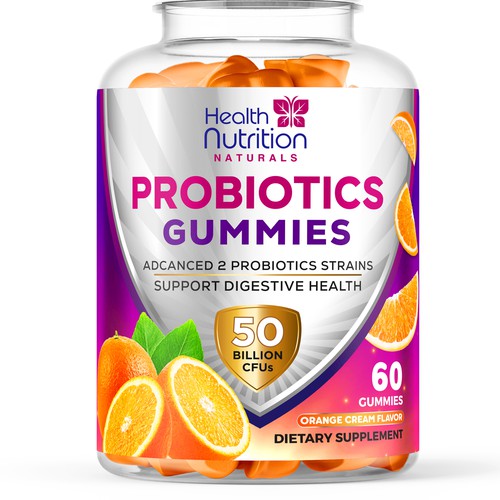 Healthy Probiotic Gummies Label needed for Health Nutrition Design by JOHN's_AlphaCreation
