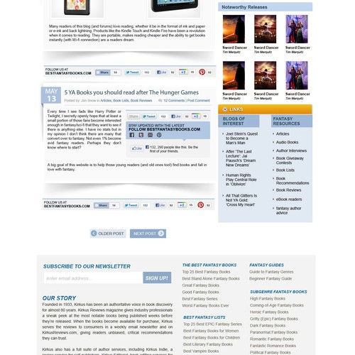 Help Best Fantasy Books with a new website design Réalisé par rosiee007