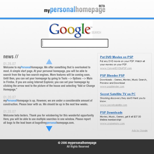 very clean web 2.0 startpage Diseño de phostermedia
