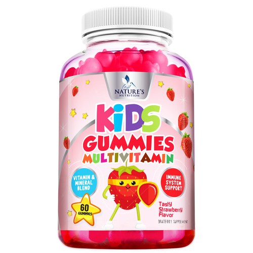 Tasty Kids Multivitamin Gummies Product Label for Nature's Nutrition Design by agooshe