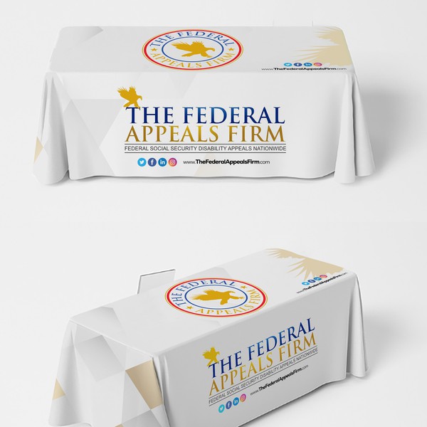 Design by R A Y A ™ titled "Trade Show Table Cover Design"