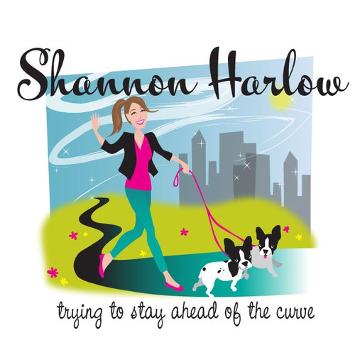 Fun character logo of woman walking two dogs! (for a blog) Ontwerp door SHANAshay