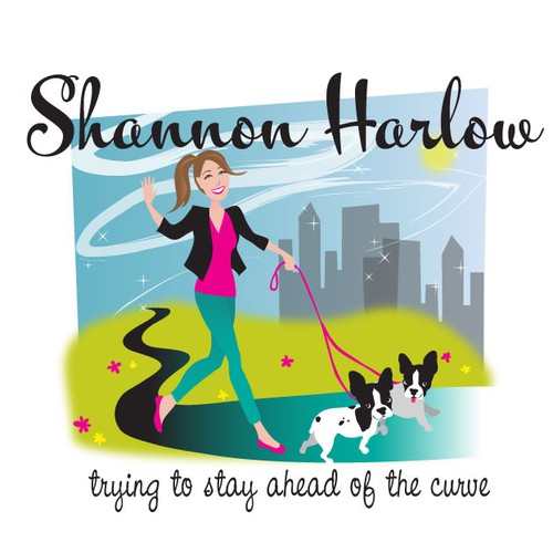 Design di Fun character logo of woman walking two dogs! (for a blog) di SHANAshay