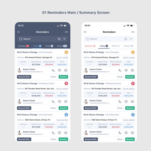 Help us modernize and simplify our reminders interface! Design by Corelle Design