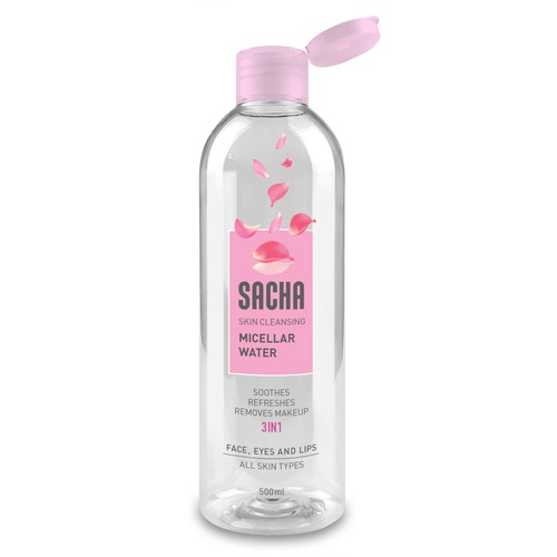 Sacha Micellar Water bottle 500ml Design by njaso