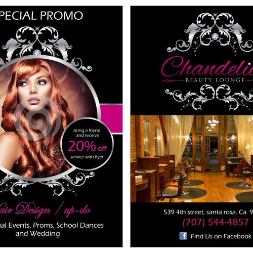 Chandelier Beauty Lounge Salon needs a new postcard or flyer Design by CountessDracula