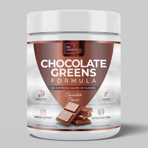 Chocolate Greens Superfood label design Design by Bee Man