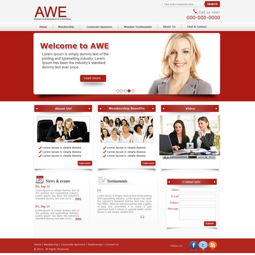 Create the next Web Page Design for AWE (The Association of Women Entrepreneurs & Executives) Réalisé par Mr.Mehboob