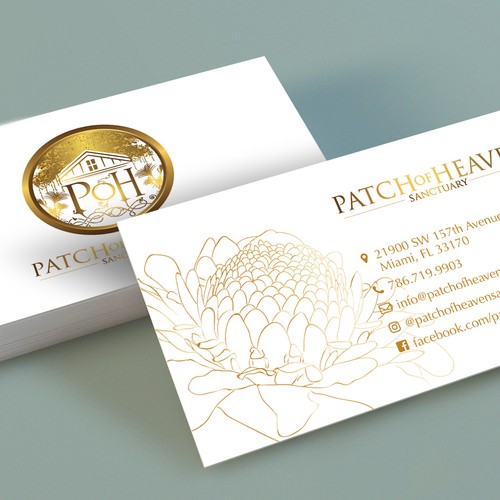 WHITE Business Card Design with Our Logo in Shiny Gold | Business card