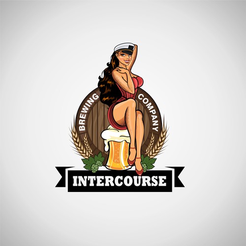 create a powerful sexually risky pin up logo for Intercourse Brand! Design by SplashThemes