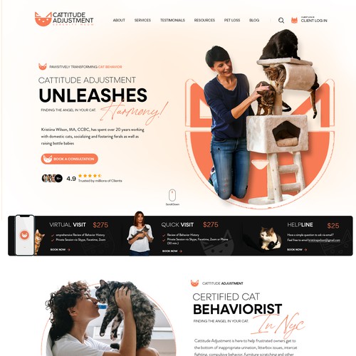 Create a website refresh for a cat behavior consultant! Design by Isaac Creative