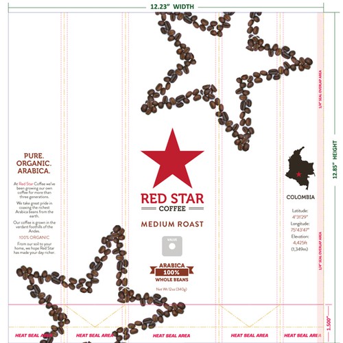 Create the next packaging or label design for Red Star Coffee Diseño de pooca