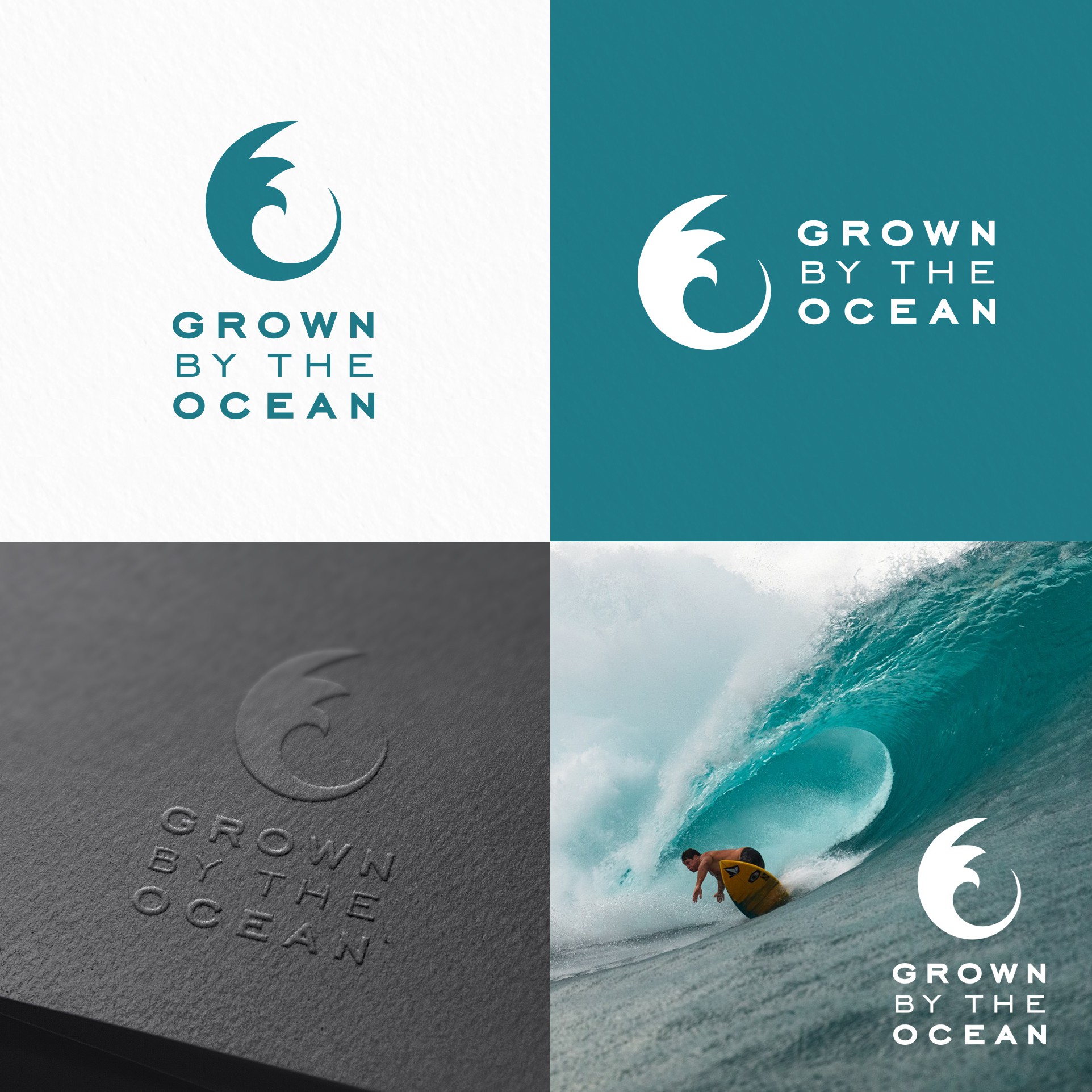 Surfer logo with the title 'Grown by the ocean'