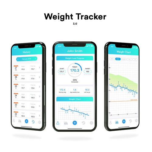 Design simple, professional UI for a Weight Tracker app Design by stefanxg
