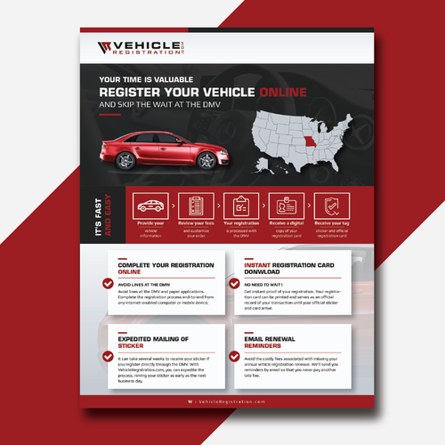 One-Page Flyer for VehicleRegistration.com Design by adityadwiyansyah97