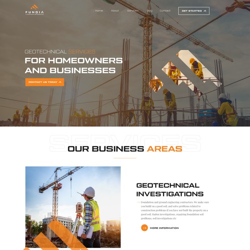 Designs Webdesign for geotechnical construction company Web page