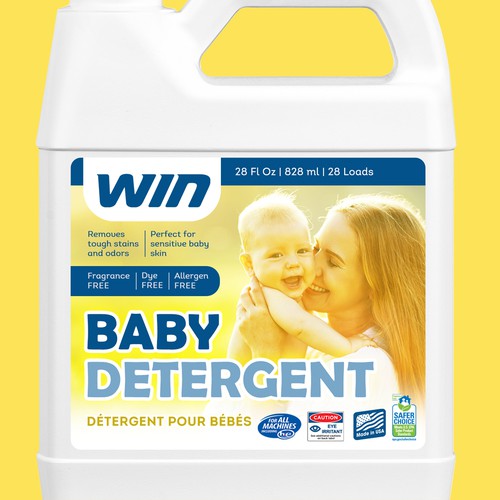 WIN Baby Detergent bottle label Design by Air_designs