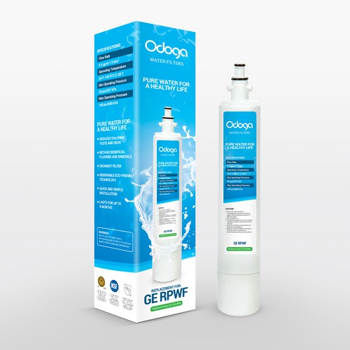 Looking for modern & luxurious redesign of water filter packaging Design by --Hero