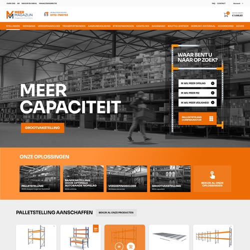 Creative website templates for a leading pallet racks company_ Meermagazijn Design by ChickenDinner