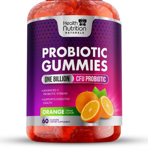 Healthy Probiotic Gummies Label needed for Health Nutrition Design réalisé par GayanMH