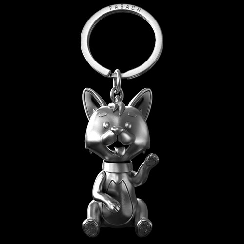 Creative 3D Silver Cute Puppy Dog Statue Limbs Movable Metal Keychain for Kids 