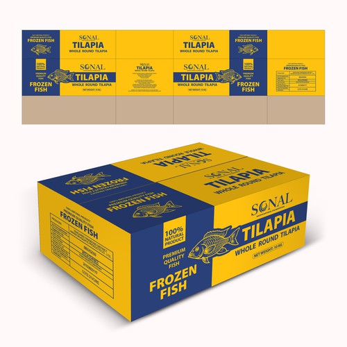 TILAPIA MASTER CARTON WITH YELLOW BACKGROUND Design by Monsorul Alam