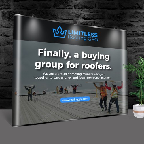 Design a tradeshow backdrop for roofing buying group Design by BrainStorm.